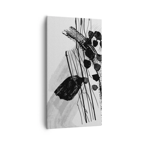 Lærredstryk - Billede på lærred - Sort og hvid organisk abstraktion - 55x100 cm