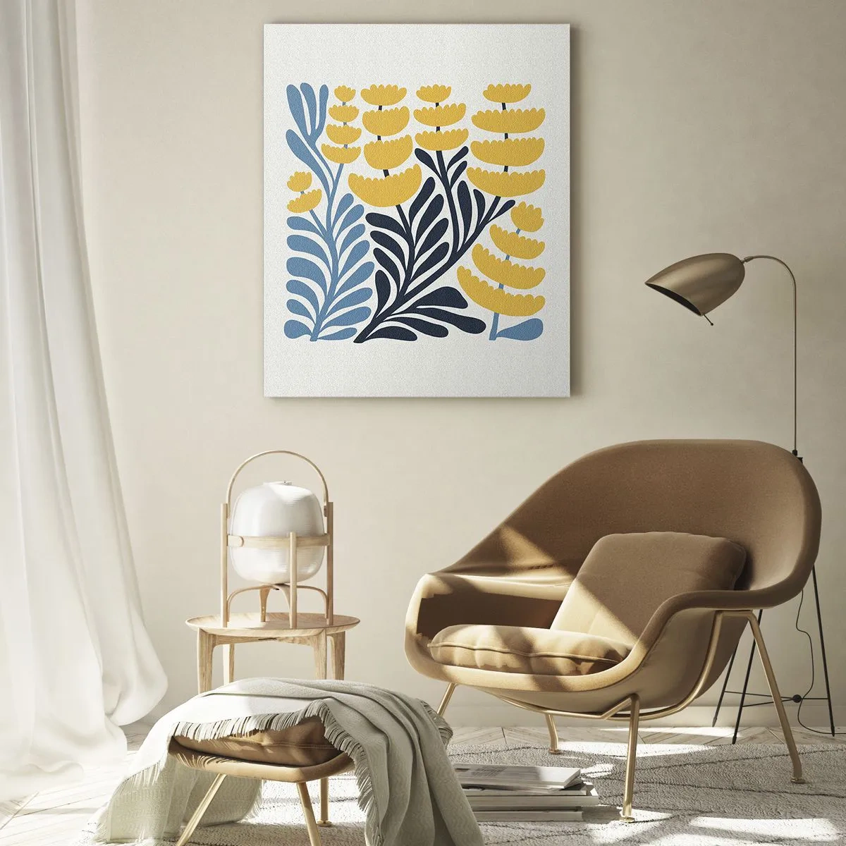 Billede på glas - Solrig seng - 80x120 cm