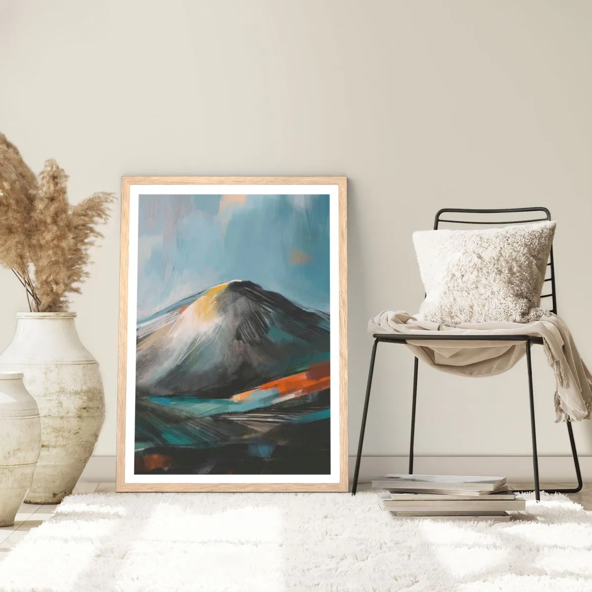 Plakat i ramme af lyst egetræ - Rå og smuk - 61x91 cm