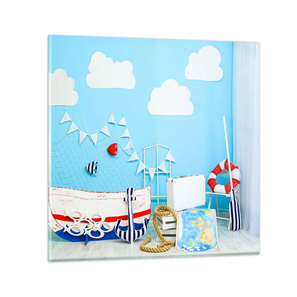 Billede på glas - Et barns længsel efter eventyr - 60x60 cm