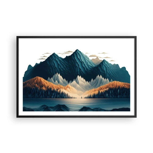 Plakat i sort ramme - Perfekt bjerglandskab - 91x61 cm