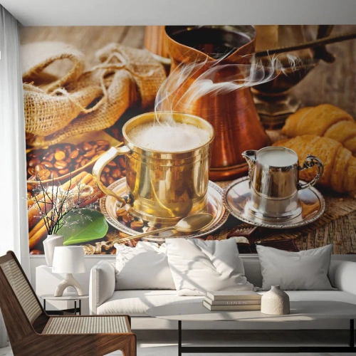 Fototapet Premium Canvas - Hav en dejlig dag! - Kaffe, Gastronomi, Køkken - 200x140 cm