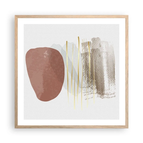 Plakat i ramme af lyst egetræ - Abstrakt kolonnade - 60x60 cm