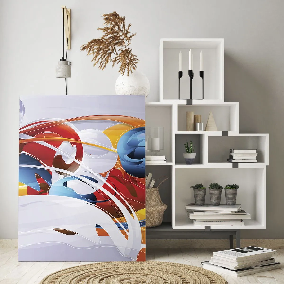 Billede på glas - Elementernes dans - 80x120 cm