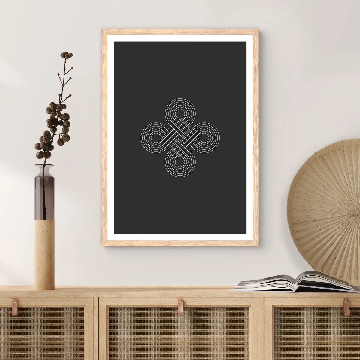 Plakat i ramme af lyst egetræ - I den keltiske ånd - 61x91 cm