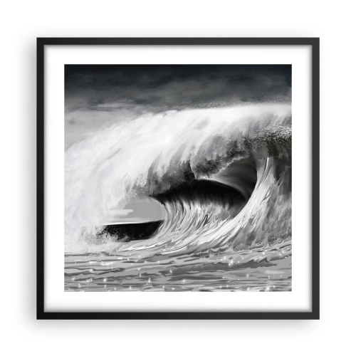 Plakat i sort ramme - Havets vrede - 50x50 cm
