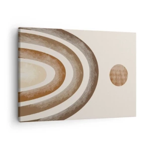 Lærredstryk - Billede på lærred - Geometrisk planetarisk motiv i brune nuancer - 70x50cm - I en galakse langt, langt væk - Moderne vægdekoration til stue og soveværelse ARTTOR