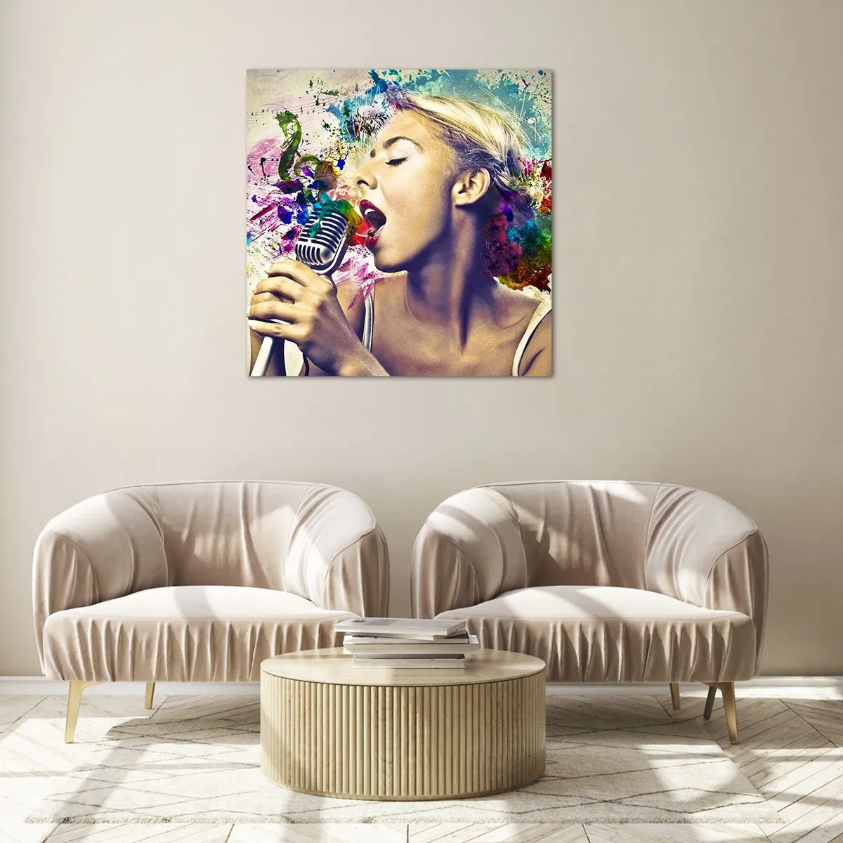 Billede på glas - Mal verden med din stemme - 30x30 cm