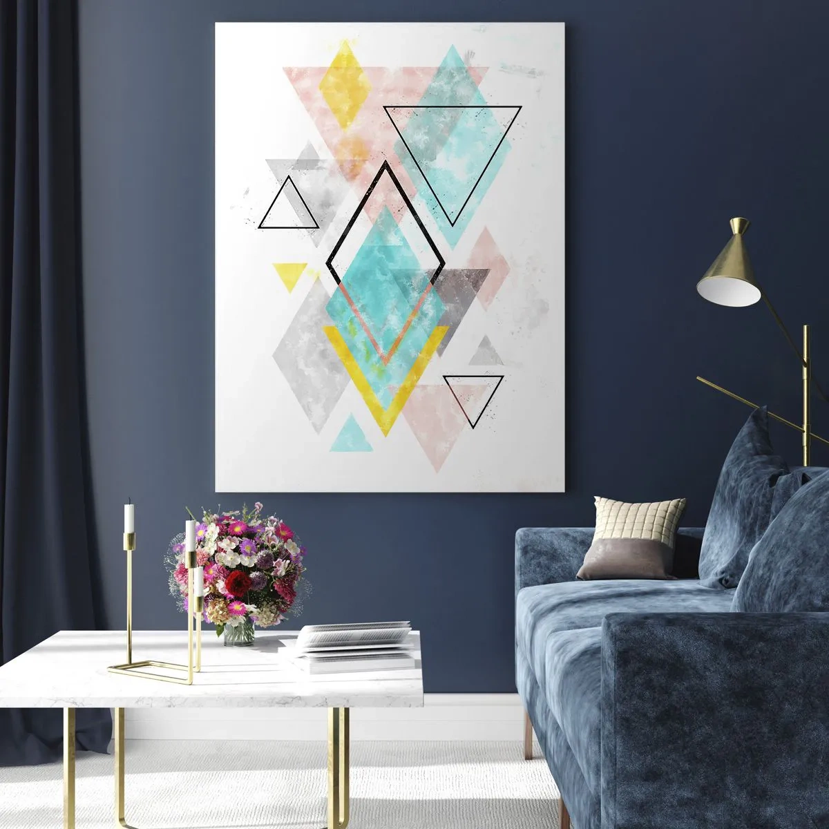Billede på glas - Geometrisk leg - 50x70 cm