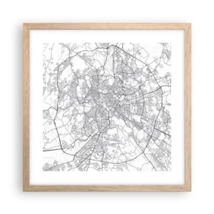 Plakat i ramme af lyst egetræ - Romersk cirkel - 40x40 cm