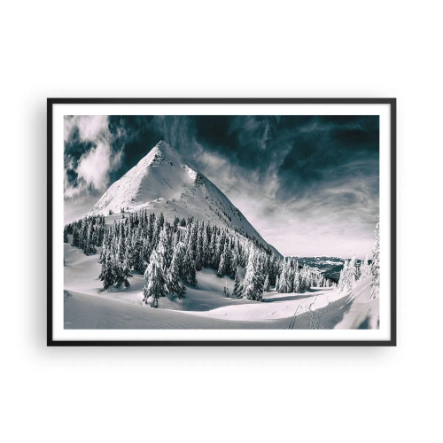 Plakat i sort ramme - Land med sne og is - 100x70 cm