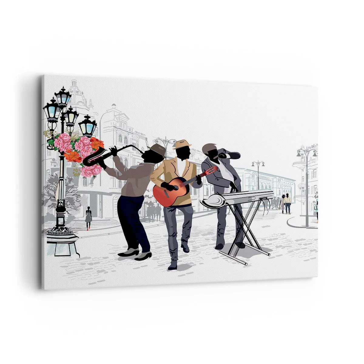 Lærredstryk - Billede på lærred - Gademusik - 100x70 cm