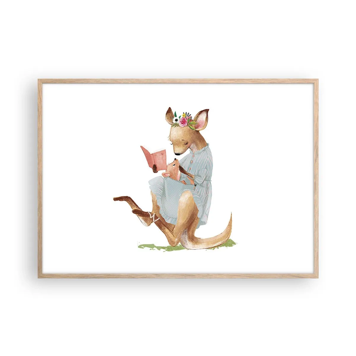 Plakat i ramme af lyst egetræ - Læs for mig, mor - 100x70 cm