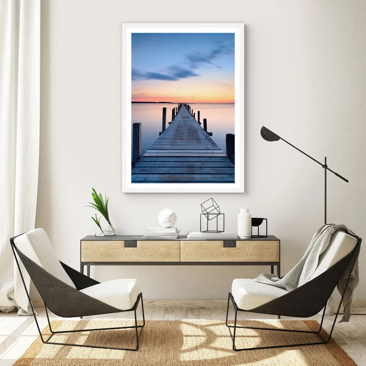 Plakat i hvid ramme - Den rolige skumringstid - 61x91 cm