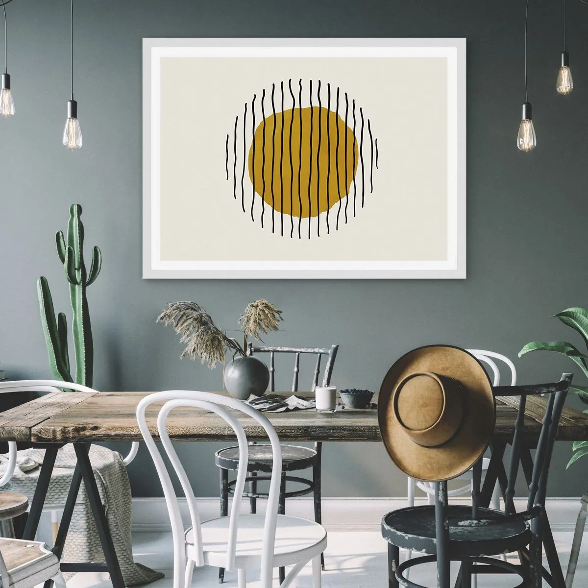 Plakat i hvid ramme - Abstraktion, der skælver af varme - 100x70 cm