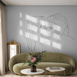 Fototapet Premium Canvas - I samme linje - Grafik, Forelsket par, Kys - 350x256 cm