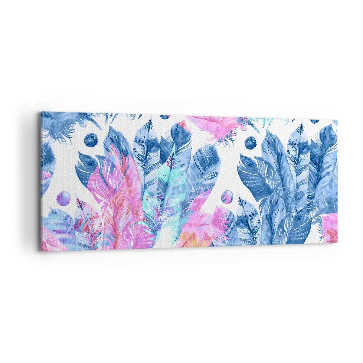 Lærredstryk - Billede på lærred - Plys i lyserød og blå - 100x40 cm