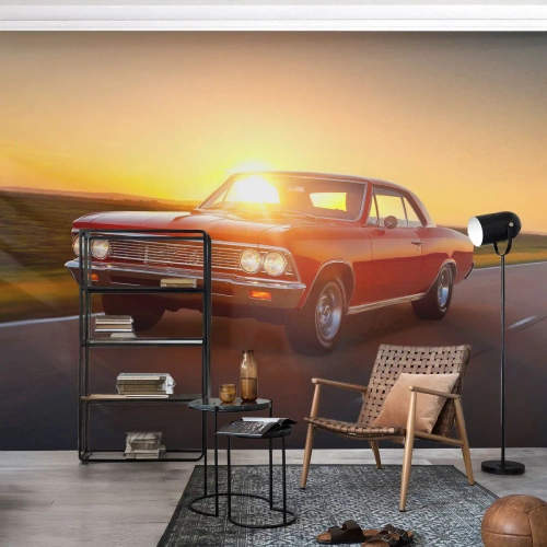 Fototapet Premium Canvas - Begæret er rødt - Bil, Rejse, Årgang - 400x280 cm