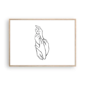 Plakat i ramme af lyst egetræ - God berøring - 100x70 cm