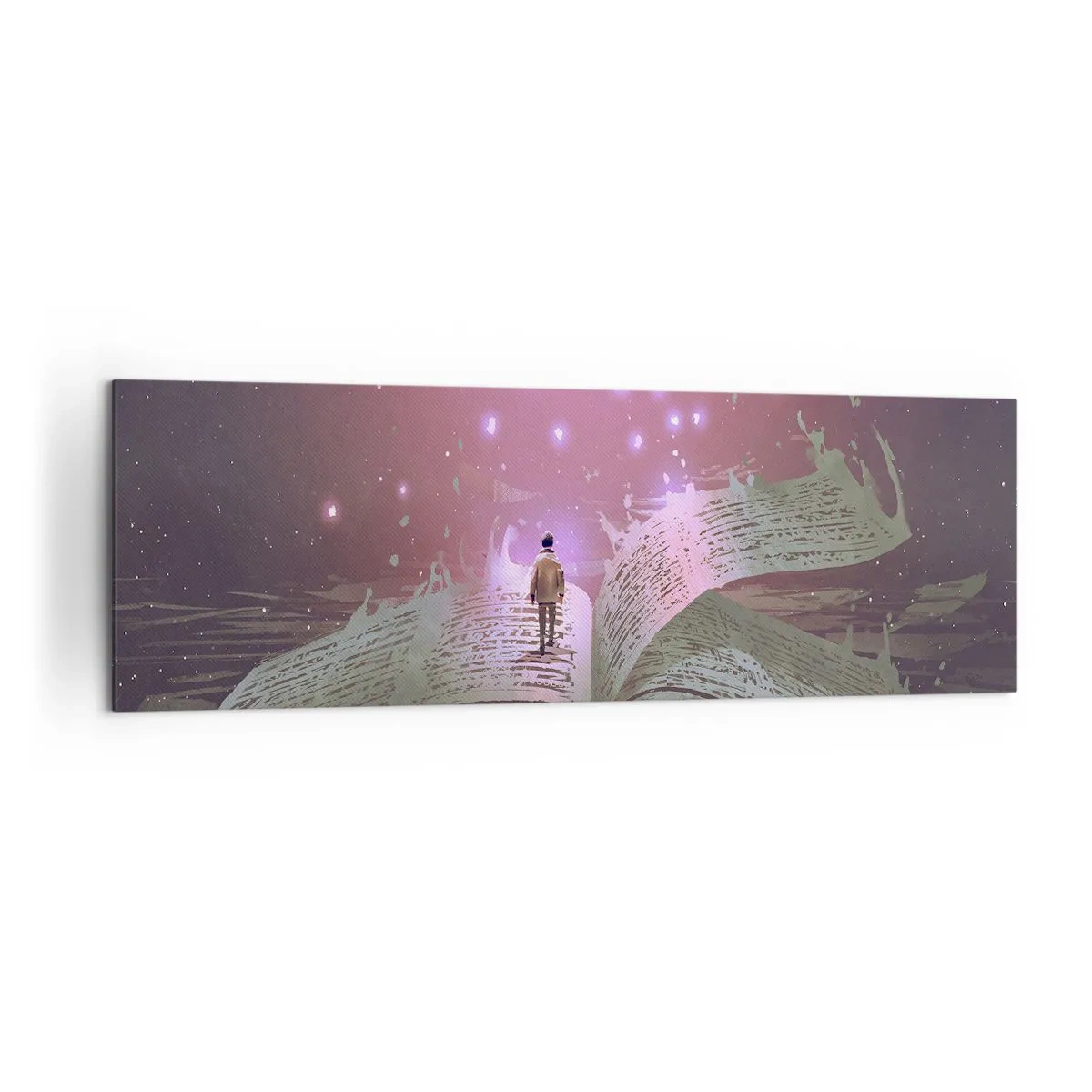 Lærredstryk - Billede på lærred - En invitation til en anden verden - læs den! - 160x50 cm