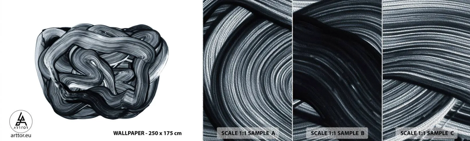 Prøve Fototapet Premium Sand - Så enkelt er det ikke - Abstraktion, Grafik, Sort og hvid - 100x30 cm