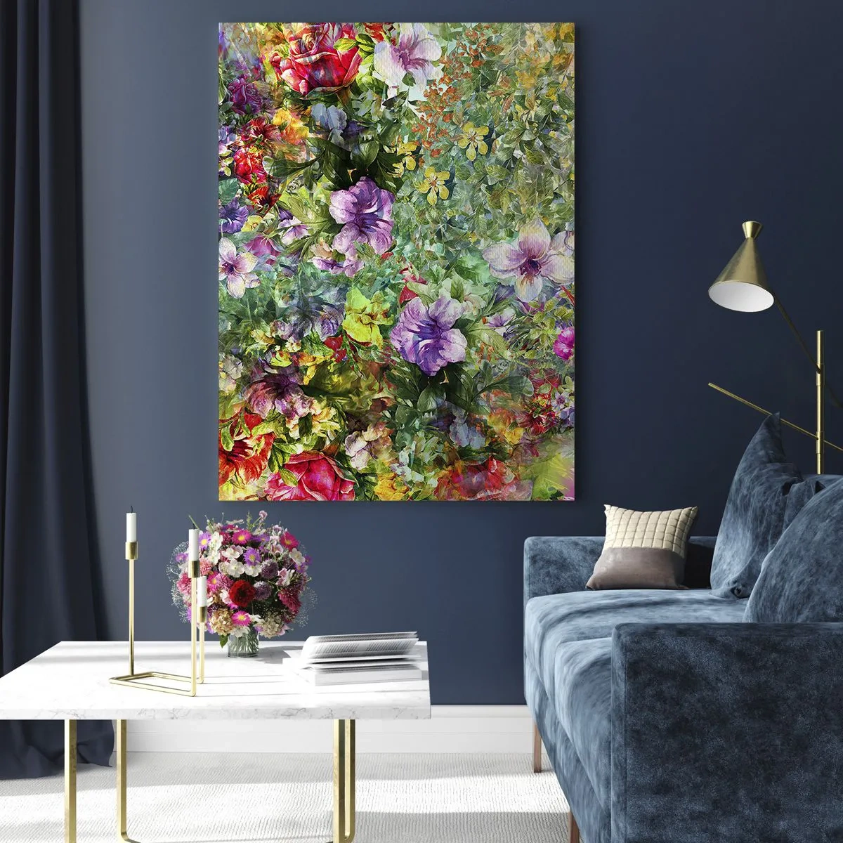 Billede på glas - Ind i blomsterne ved fortabelse - 50x70 cm