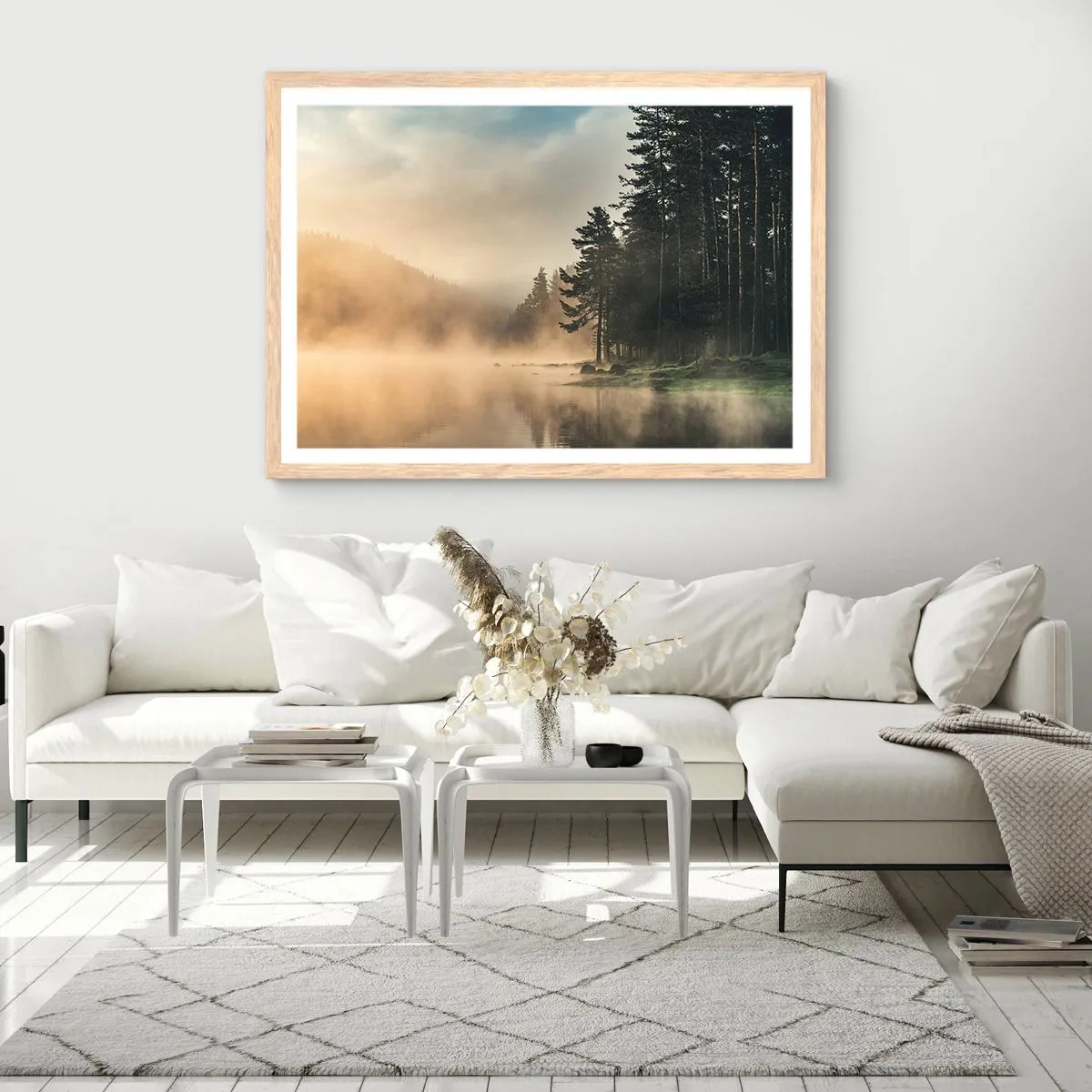 Plakat i ramme af lyst egetræ - En dags fødsel - 91x61 cm