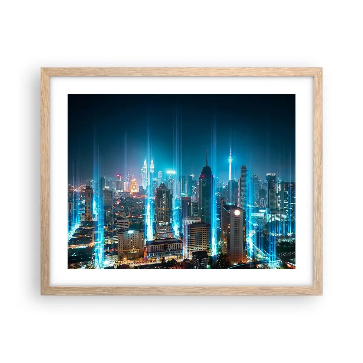 Plakat i ramme af lyst egetræ - Berlin til himlen - 50x40 cm