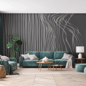 Fototapet Premium Canvas - Rytme og accent - Abstraktion, Stykke, Sort og hvid - 350x256 cm