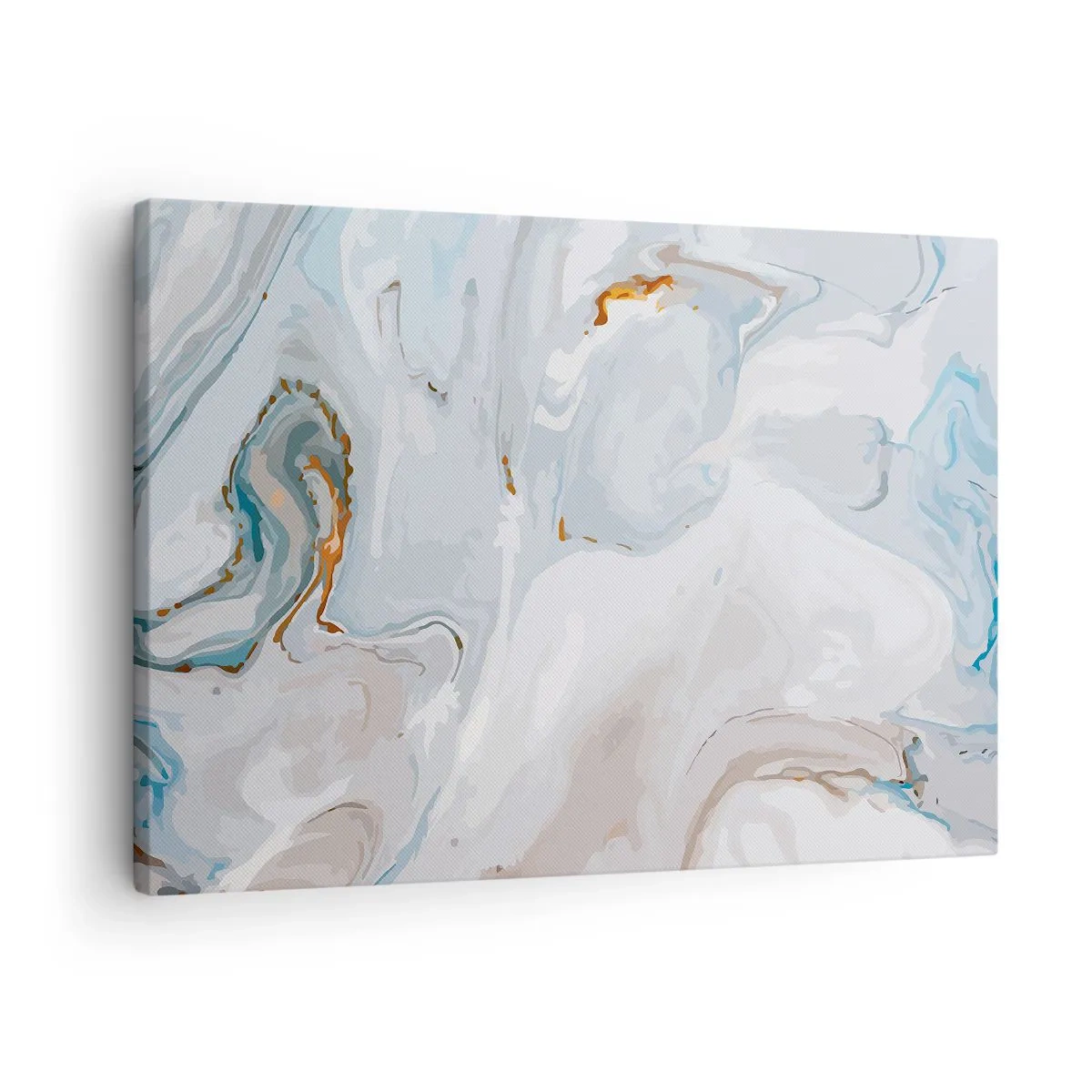 Lærredstryk - Billede på lærred - Abstrakte bølger i nuancer af blå og hvid - 70x50cm - Hvid opløftet - Moderne vægdekoration til stue og soveværelse ARTTOR