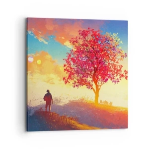 Lærredstryk - Billede på lærred - Pilgrim på bestemmelsesstedet - 70x70 cm