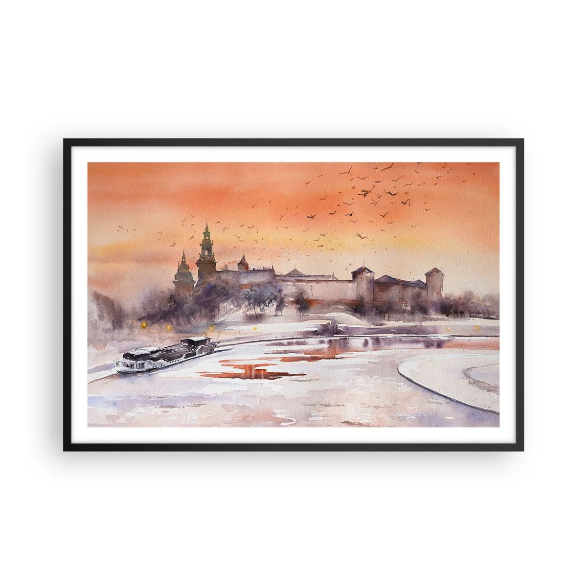 Plakat i sort ramme - Kongelig solnedgang - 91x61 cm