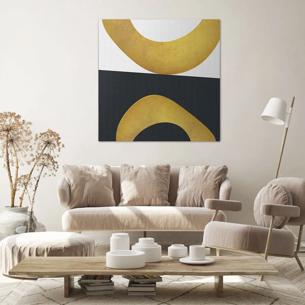 Lærredstryk - Billede på lærred - Først: guld - 30x30 cm