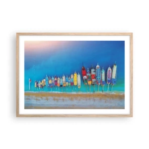 Plakat i ramme af lyst egetræ - Fra et fugleperspektiv - 70x50 cm