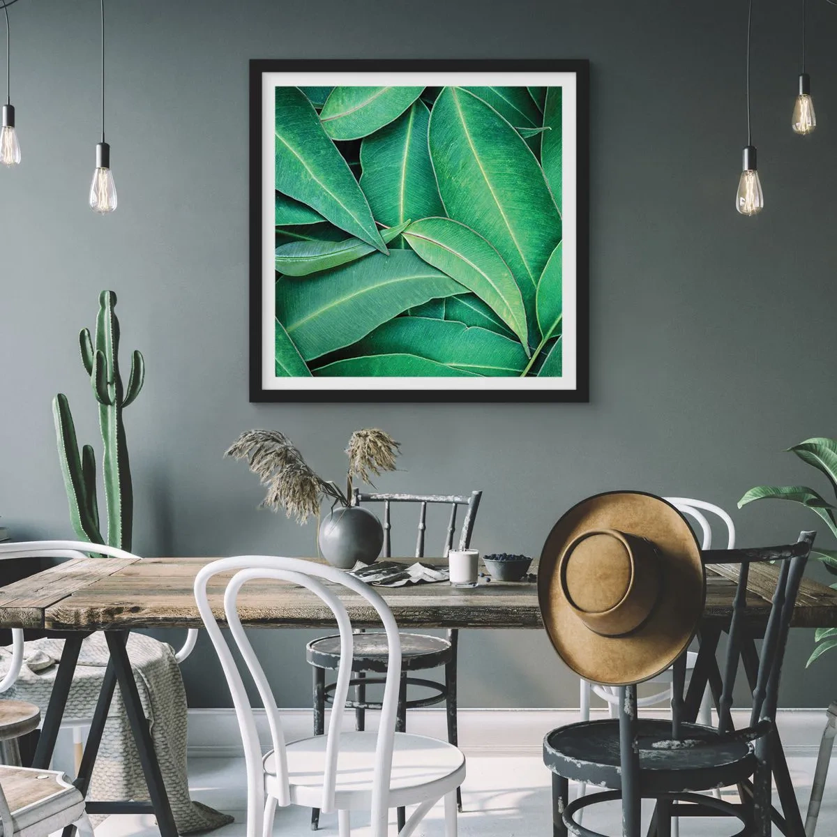 Plakat i sort ramme - Saftig og frisk - 30x30 cm