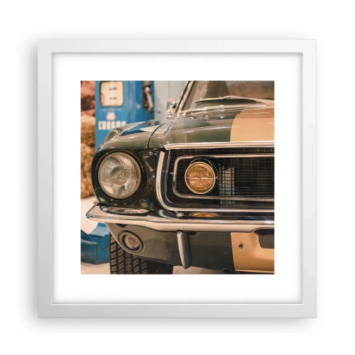 Plakat i hvid ramme - Møde med en legende - 30x30 cm