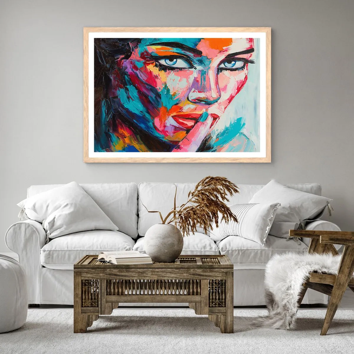 Plakat i ramme af lyst egetræ - Vores første hemmelighed - 100x70 cm