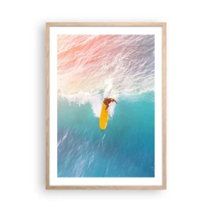 Plakat i ramme af lyst egetræ - Ocean rytter - 50x70 cm