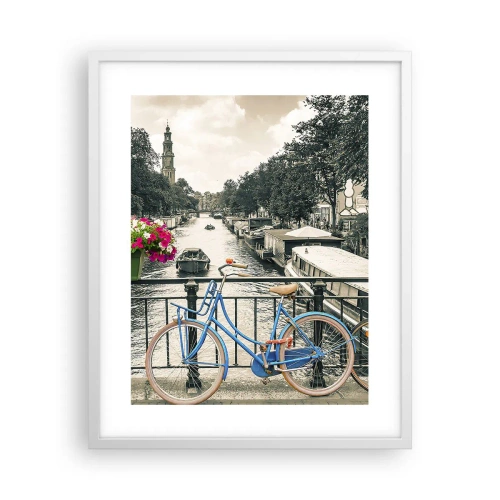 Plakat i hvid ramme - Farverne i Amsterdams gader - 40x50 cm
