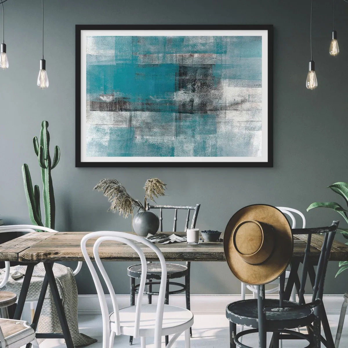 Plakat i sort ramme - Vand og luft - 70x50 cm