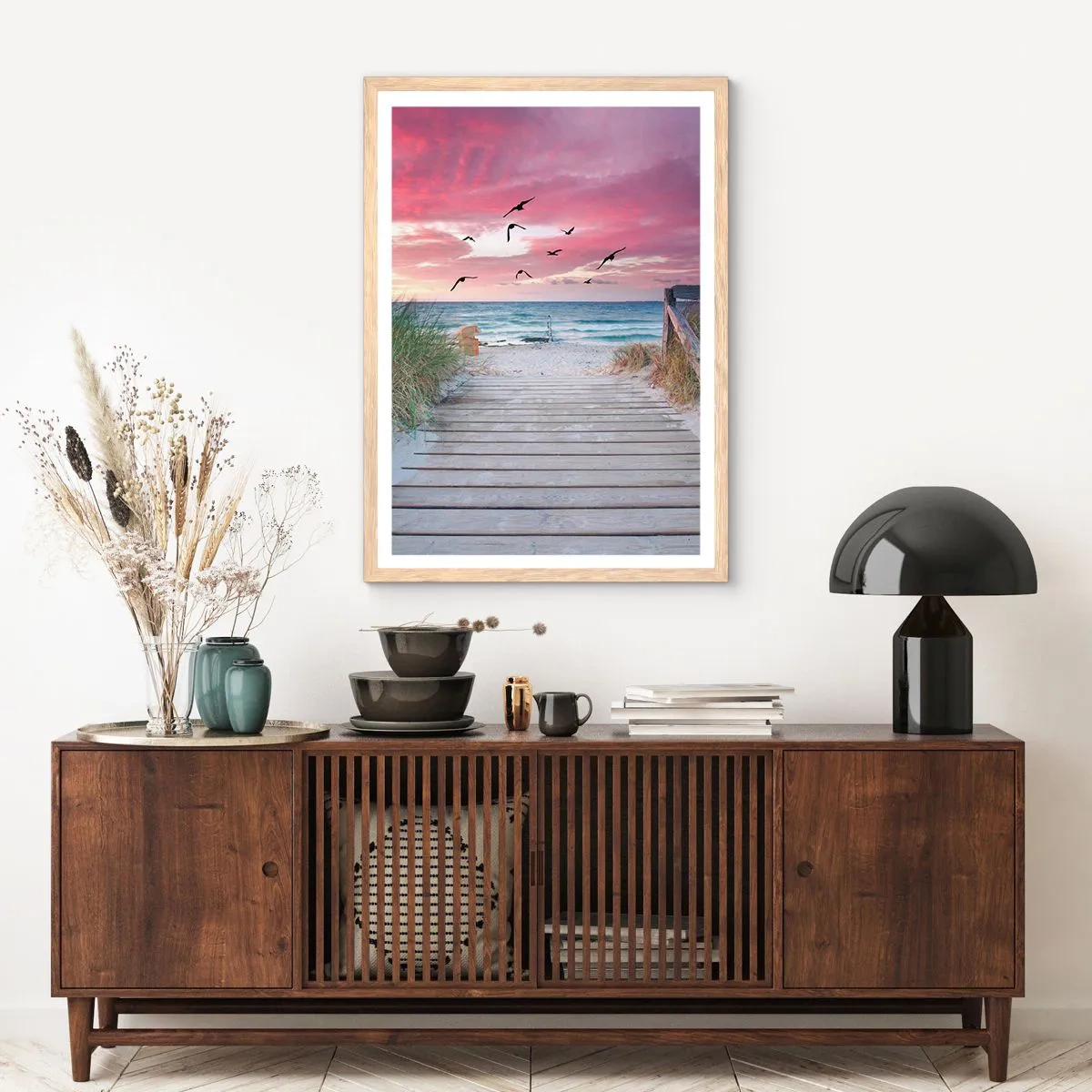 Plakat i ramme af lyst egetræ - Baltisk indtryk - 70x100 cm