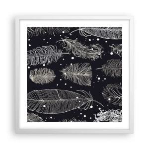 Plakat i hvid ramme - Fjerede blonder - 50x50 cm