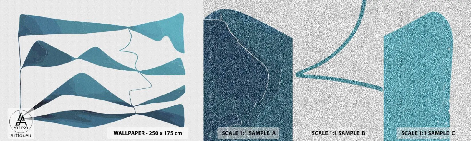 Prøve Fototapet Premium Sand - Abstraktion: en turkis sammensætning - Minimalisme, Elementer, Abstraktion - 100x30 cm