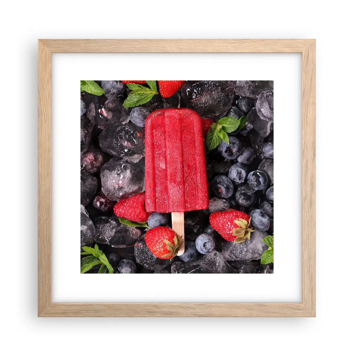 Plakat i ramme af lyst egetræ - En smag af varm sommer - 30x30 cm