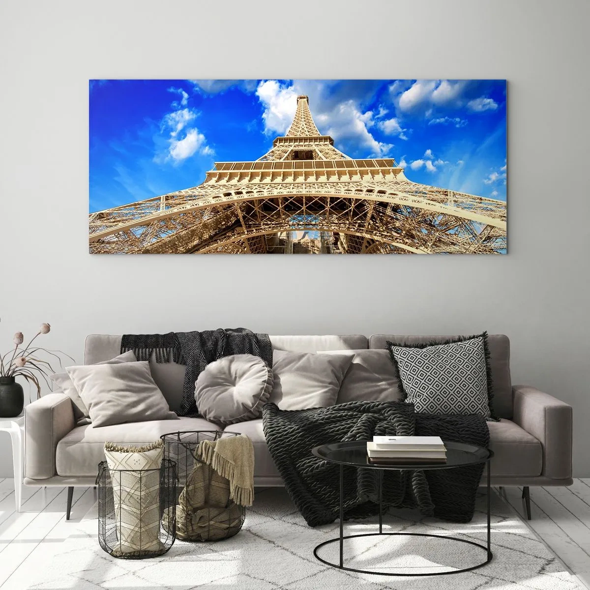 Billede på glas - Række ud efter himlen og skyerne - 90x30 cm