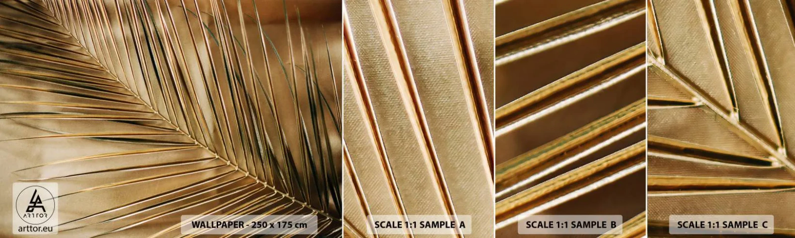 Fototapet Prøve Standard Eco - Naturlig kolonnade - Palmeblad, Grafik, Troperne - 100x30 cm