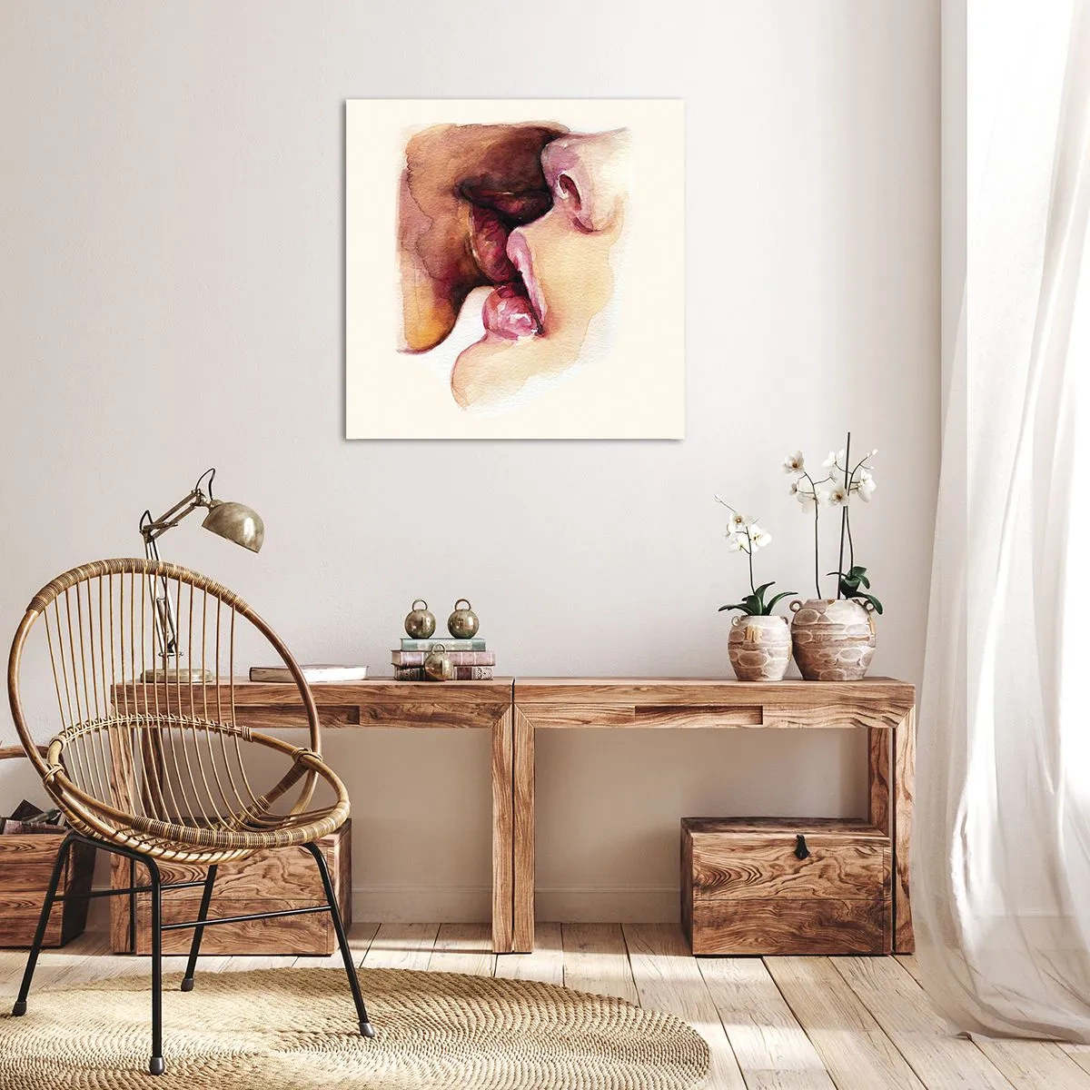 Lærredstryk - Billede på lærred - Som nat og dag, jord og himmel - 70x70 cm