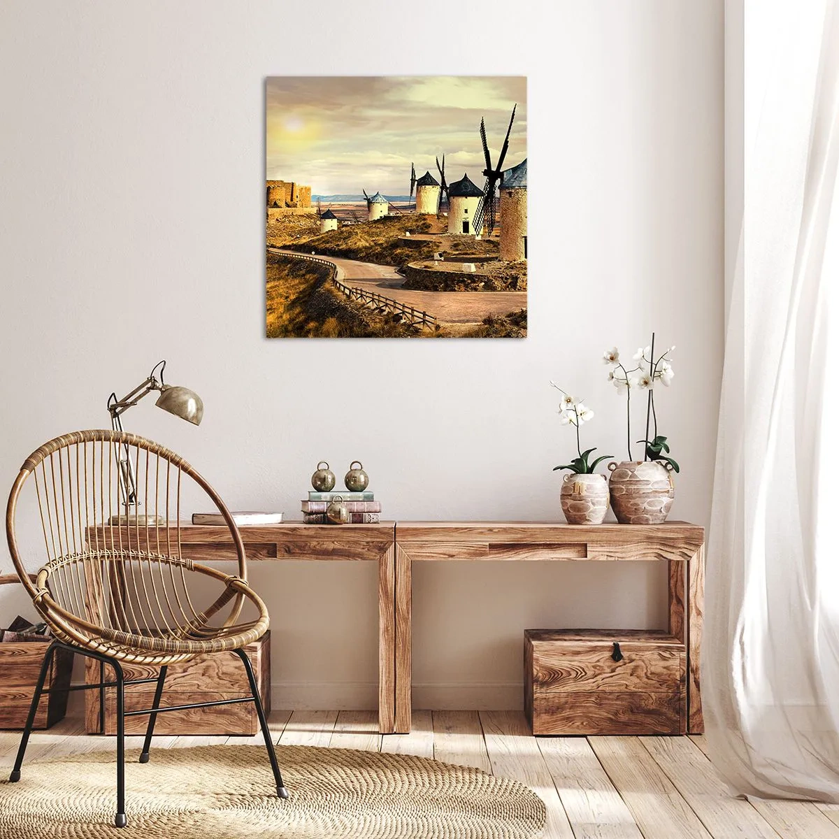 Lærredstryk - Billede på lærred - Don Quixote er ved at dukke op - 70x70 cm