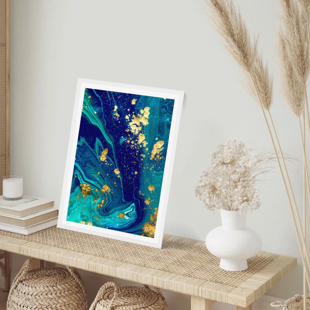 Plakat i hvid ramme - Solblade - 70x100 cm