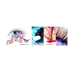 Prøve Fototapet Selvklæbende Deluxe Sticker - Eventyrlige øjne - Kvindens øje, Sommerfugl, Abstraktion - 100x30 cm